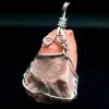 Irregular Natural Original Stone Style Wire Wrap Pendant Necklaces Women Men Fashion Party Club Decor Jewelry With Chain