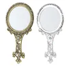 2 Colors Hand Held Mirror, Wall Hanging Mirror Hair Makeup Mirror WIth Metal Handle for Home Salon Use