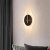 Applique murale WPD laiton lumières appliques moderne créatif LED horloge abat-jour cristal intérieur pour la décoration de la maison