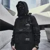 Men Hip Hop Streetwear Jacket Coat Black Windbreaker Cargo Jacket Pullover Harajuku 2021 Hooded Track Jacket Tactical Outwear p0804