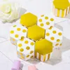Present Wrap 10st Cute Cartoon Mini för bröllop dekorativa gåvor Chokladförpackning Box Candy Hexagon