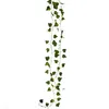 2.3M 인공 녹지 식물 가짜 삐걱 거리는 녹색 잎 아이비 포도 나무 2m LED 문자열 조명 가정 결혼식 파티 벽 매달려 장식 12pcs