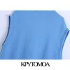 Kvinnor Mode med Bejeweled Knappar Stickad Vest Sweater V Neck Soft Touch Kvinna Ytterkläder Chic Toppar 210420