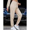 2021 Women's Pants Casual Solid Color Cotton Long Straight Pants Harajuku High Waist With Belt Leg Pants Sweatpants Tie Feet Q0801