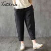 Tataria algodão calças de linho mulheres soltas harem ocasional para tortura larga perna larga feminina cintura elástica pant m-4xl 210514
