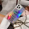 Laser Dream Leopard Fish Scale Glitter Bling Liquid Cases Flowing Soft TPU Bumper Hard Clear Cover pour iPhone 12 11 Pro Max 8 7 6 6S Plus avec longue sangle