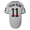 #11 Alan Yeah-Yeah Plain Hip Hop Apparel Hipster Baseball Clothing Button Down Shirts Sports Uniforms Herr Jersey Gray S-XXXL