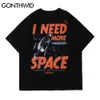 T-shirts Hip Hop Harajuku hommes été planète fusée imprimer à manches courtes coton t-shirts décontracté Streetwear T-Shirts hauts 210602