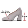 Meotina High Heels Kvinnor Pumpar Kid Suede Chunky High Heels Glove Skor Äkta Läder Pekad Toe Office Lady Skor Storlek 33-42 210608