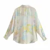 Printemps Summer Tie Blouses DIY Tops Femmes Chemises lâches Impression à manches longues Casual Streetwear 210421