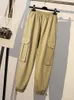 SURMIITRO Fashion Autumn Plus Size 4XL Long Cargo Pants Women Korean Style Khaki Pockets High Waist Harem Pants Female 210712