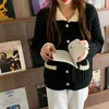 Black Sweater Jacket Mulheres Retro Retro Hong Kong Estilo Cardigan Outono e Inverno Engrossado Malha Solta Top GX1376 210507
