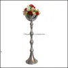 Vases Home Décor & Garden 10Pcs/Lot 95 Cm Flower Vase Sier Metal Rack Wedding Table Centerpiece Event Road Lead For Party Decoration Seaway