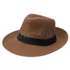 Men Straw Cap Cowboy Style Wide Brim Jazz Caps Festive Party Supplies Stylish Panama 7Colors Unisex 58cm Hood Beach Sun Hats DD213
