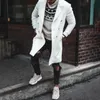 Kruvaze Uzun Kış Coat Erkek Beyaz Paltolar için Büyük Boy Moda Yün Beyefen Ceketler Trendy Slim