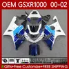 Suzuki GSXR-1000 GSX R1000 GSXR 1000 화이트 블루 CC 01-02 Bodywork 62no.27 1000CC GSXR1000 K2 00 01 02 GSX-R1000 2001 2002 2002 OEM 페어링 키트