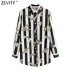 Kobiety Vintage Tiger Print Striped Smock Bluzka Damskie Długie Rękaw Koszulki Chic Business Blusas Topy LS7644 210416