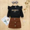 Giyim Setleri Bahar Sonbahar Bebek Kız Giysileri Leopard Mektubu Uzun Kollu Kazak Sweatshirt Üstleri Cep Etekleri Toddler Outfit2791037