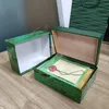 Rolex luxury High quality Green Watch box Cases Paper bags certificate Original Boxes for Wooden woman mens Watches Gift bags Acce2390