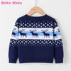 Baby Girl Cardigan 2022 Spring Christmas New Year Elk Print Toddler Boy Sweater Knit Little Girl Clothes Warm Children Clothing Y1024