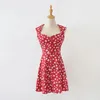 Boho zomer luipaard jurk vrouwen vintage floral a line mini koreaanse vestidos sexy elegante strand partij gewaad femme 210521