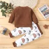 Ensembles de vêtements pour enfants garçon costume garçons ensemble enfants bébé enfant en bas âge pull tricoté à manches longues deux pièces d'automne hiver arc-en-ciel imprimé pantalon