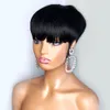 Медовый светлый цвет волнистые человеческие волосы парик с челкой короткие боб пикси вырезать без кружева передние парики для женщин