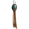 Sleutelhangers Retro Turquoise Cushaw Bloem Ovale Concho Fringe Sleutelhanger 2022 Vintage Faux Suede Kwastje Boho Sleutelhanger Cowgirl Sieraden Fred22