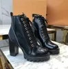 İkonik görünüm! Markalı Kadın Patent Tuval Yıldız Trail Ayak Bileği Boot Designer Lady Siyah Deri Trim Fermuar Kauçuk Taban Botları Boyutu 35-42