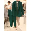 Leisure Jacket Women's Suit Fashion Loose Nine-minute Trousers Business And Professional Two-piece Two Piece Pants