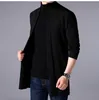 Män Long Style Sweater Spring and Autumn X-Long Knit Sweater Jackets Solid Color Sweatercoat 211008