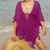 Ankomster Sexig Beach Cover Up Pink Crochet Robe de Plage Pareos för kvinnor Swim Wear Saida Praia Beachwear Coverups # Q195 210420