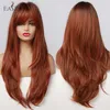 Synthetic Wigs EASIHAIR Long Red Brown With Bangs Natural Hair For Women Daily Cosplay Heat Resistant