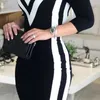 ボディコン女性Vネックコントラストカラーパッチワークの女性のスパンコールヒョウプリントミニセクシーなドレス