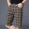 SHAN BAO Léger Ajustement Droit Mode Shorts D'été Classique Marque Jeunes Hommes Stretch Plaid Casual