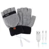 Five Fingers Gloves Usb Heated Women Electric Knit Hand Washable Heating Half-finger Glove For Laptop Office Working Mittens