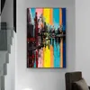 Abstract olieverfschilderij op canvas gebouw posters canvas schilderij kunst aan de muur voor woonkamer modern interieur landschap foto's286O