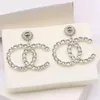 Créateurs de mode plaqué or 18 carats double lettres boucles d'oreilles marque de luxe femmes 925 argent cristal strass perle boucle d'oreille pour mariage bijoux accessoires