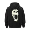 Men's Hoodies Back luminous skull over size loose silhouette pure cotton fleece hooded Pullover