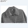 Kvinnor Vintage Trimming Tassel Dekoration Houndstooth Shirt Coat Kvinna Långärmad Casual Outwear Jackor Chic Tops CT674 210416