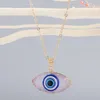 7 Colors Vintage Ethnic Oval Turkey Evil Eyes Necklace For Women Gold Color Blue Eye Pendant Choker Clavicle Chain Turkish Jewelry