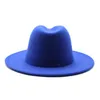Широкие шляпы Breim Hats Женщины Шерсть Федора Панама Шляпа Мужчины Blue Jazz Trilby Cap Party Формальная Верх в розовом Оптом Мода
