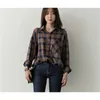 Plaid Vintage Cotton Shirt Spring femme Casual Tops Women Long sleeve Linen Girls Blouse Plus Size Blouses 210423