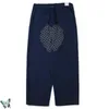 Kapitalowe spodni Niebieski barwiony retro Wreath Hafted Dżinsy Zip Setka modnej modnej marki i kobiet 210420
