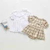 Born Baby Clothes Set Rompers Girls Plaid Summer England Style Boy Jumpsuits 210429