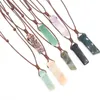 Irregular Natural Crystal Stone Energy Pendant Necklaces With Rope Chain For Women Men Fashion Party Club Decor Jewelry