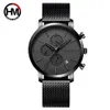 Montre de LuxeメンズウォッチファッションブランドHMハンナマーティン日本クォーツムーブメントレディースウォッチエレガントなシンプルなカジュアル防水ステンレススチール腕時計