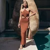 女性用水着ビーチフード付きニットホローウエスト長いスカートカバーアップマキシドレスバススーツカバーアッププラスサイズの夏
