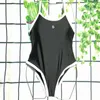 Damen-Bikini-Set, einteiliges Badebekleidungs-Bikini-Set, Push-Up-Badeanzug, Badeanzug, Schwarz, kleiner Buchstabe für Sommerreisen