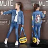 Gedruckt Cartoon Baby Denim Jacken Für Mädchen Frühling Herbst Pailletten Schmetterling Jeans Mantel Kinder Oberbekleidung 4-12 Jahre TZ519 211011